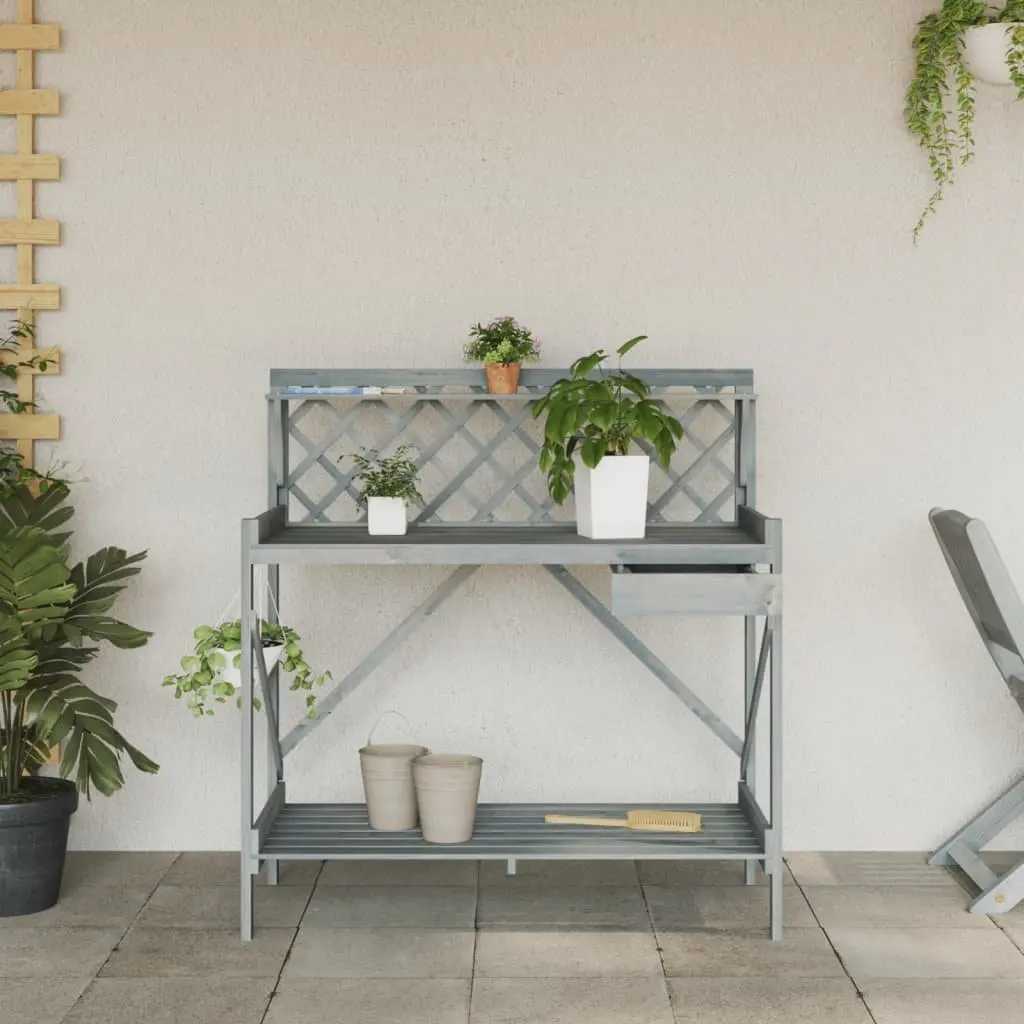 Grey Potting Bench for Gardening Needs