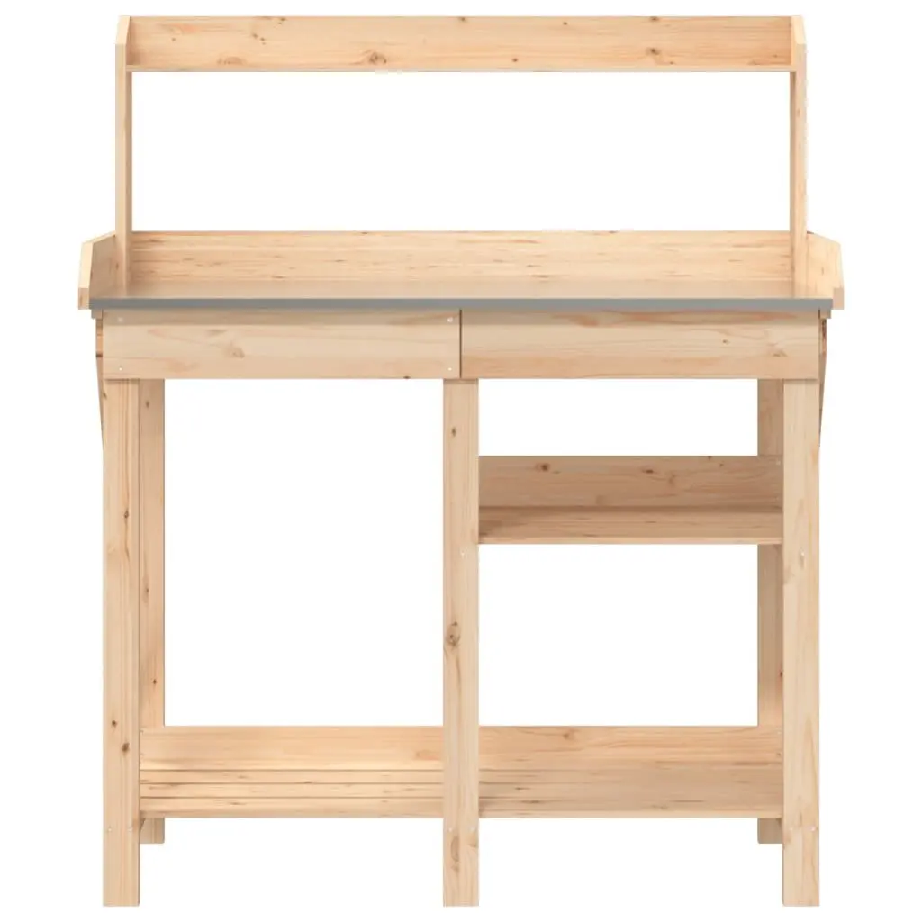 Potting Bench Solid Wood Brown with Shelves and Drawer