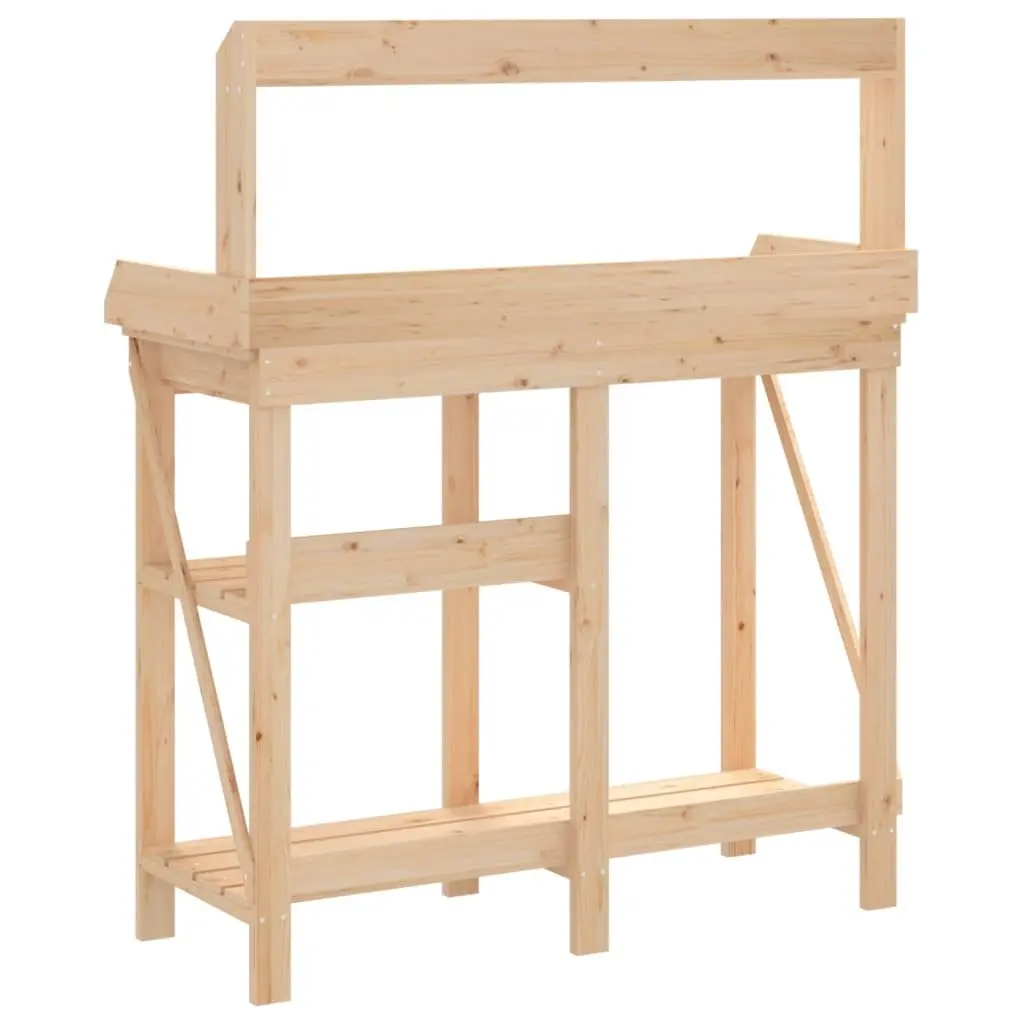 Potting Bench Solid Wood Brown with Shelves and Drawer