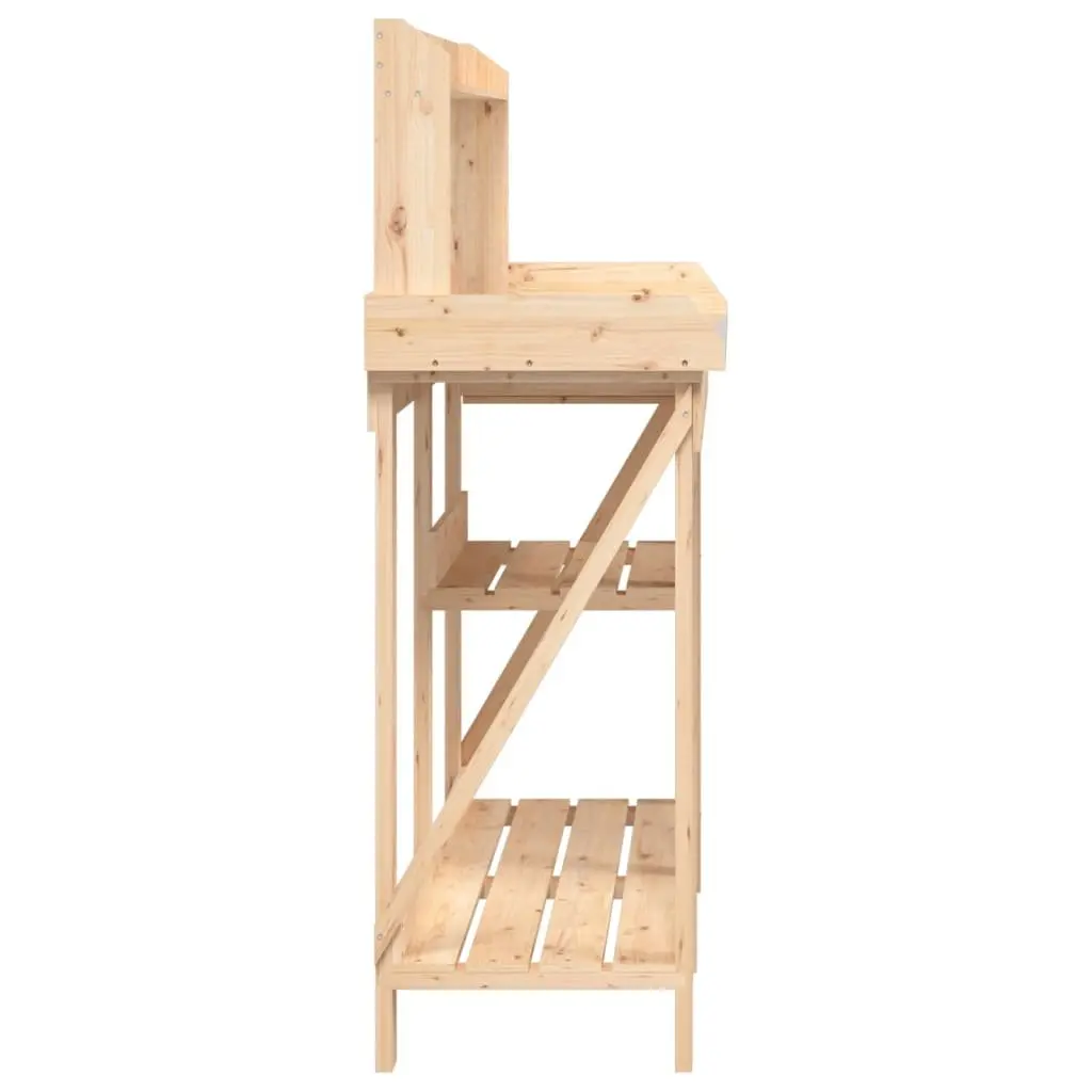 Potting Bench Solid Wood Brown with Shelves and Drawer