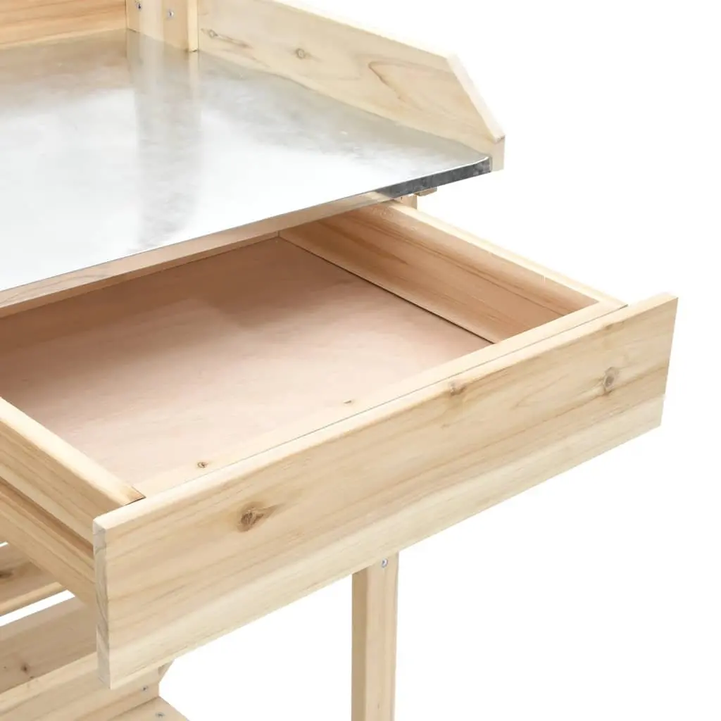 Potting Bench Solid Wood Brown with Shelves and Drawer