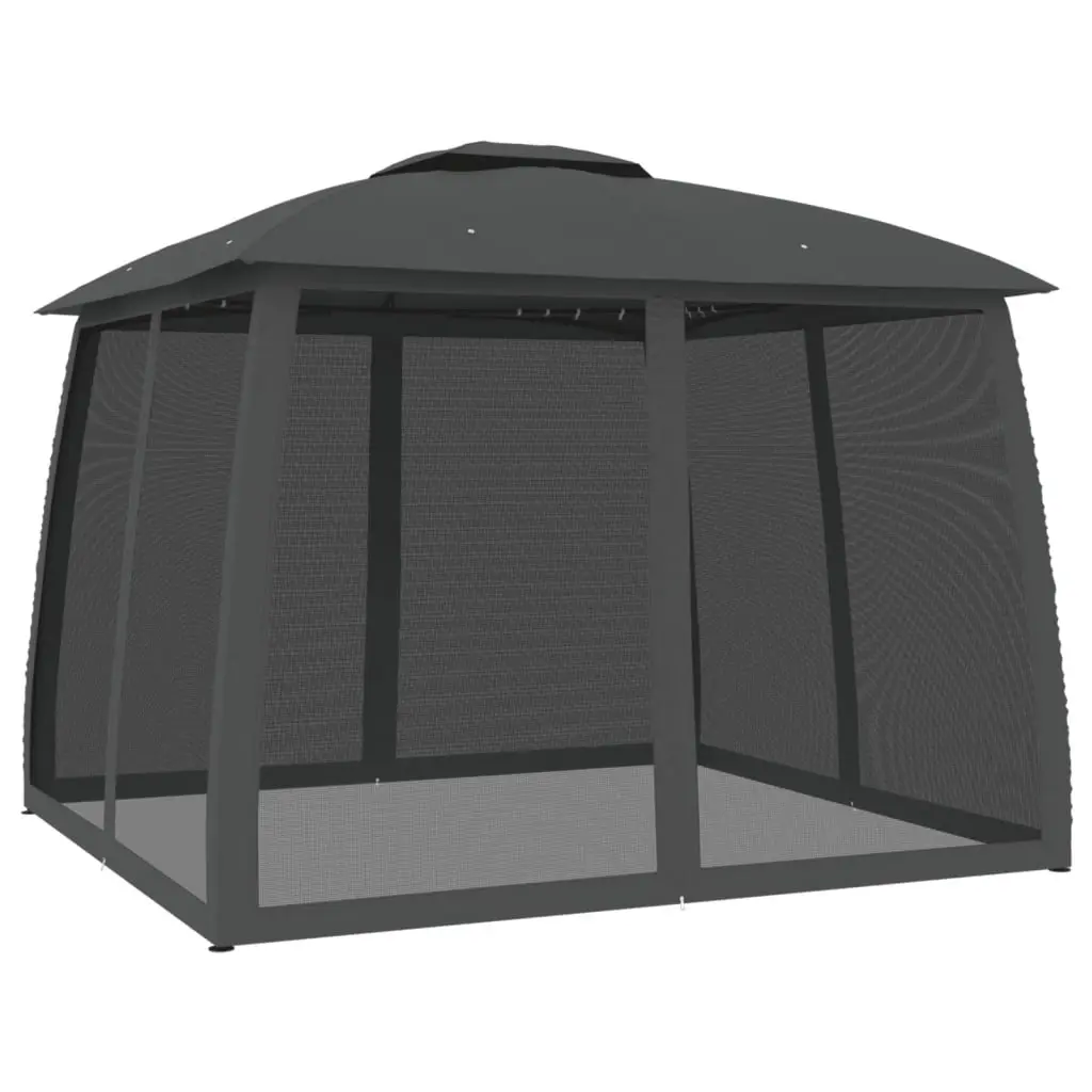 Gazebo Steel 2.93 x 2.93m Anthracite with Double Roof and Mesh Walls