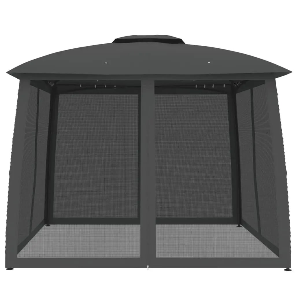 Gazebo Steel 2.93 x 2.93m Anthracite with Double Roof and Mesh Walls