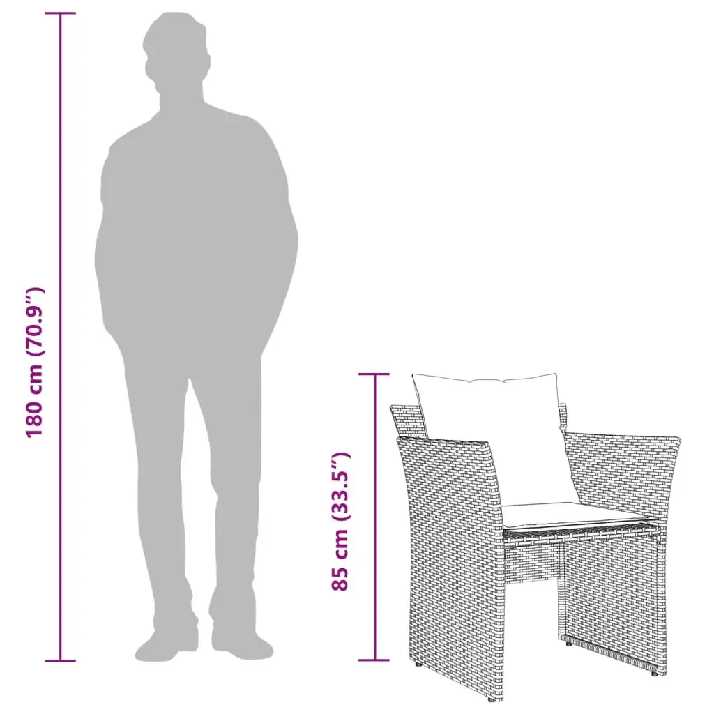 Garden Chair Poly Rattan Black with Footstool Outdoor Armchair