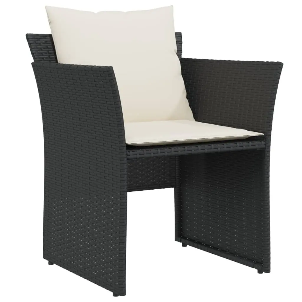 Garden Chair Poly Rattan Black with Footstool Outdoor Armchair