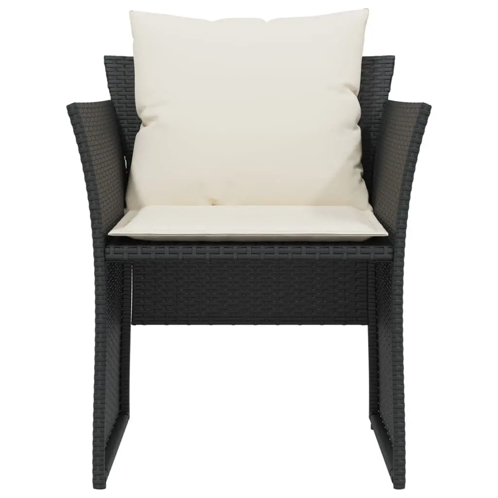 Garden Chair Poly Rattan Black with Footstool Outdoor Armchair