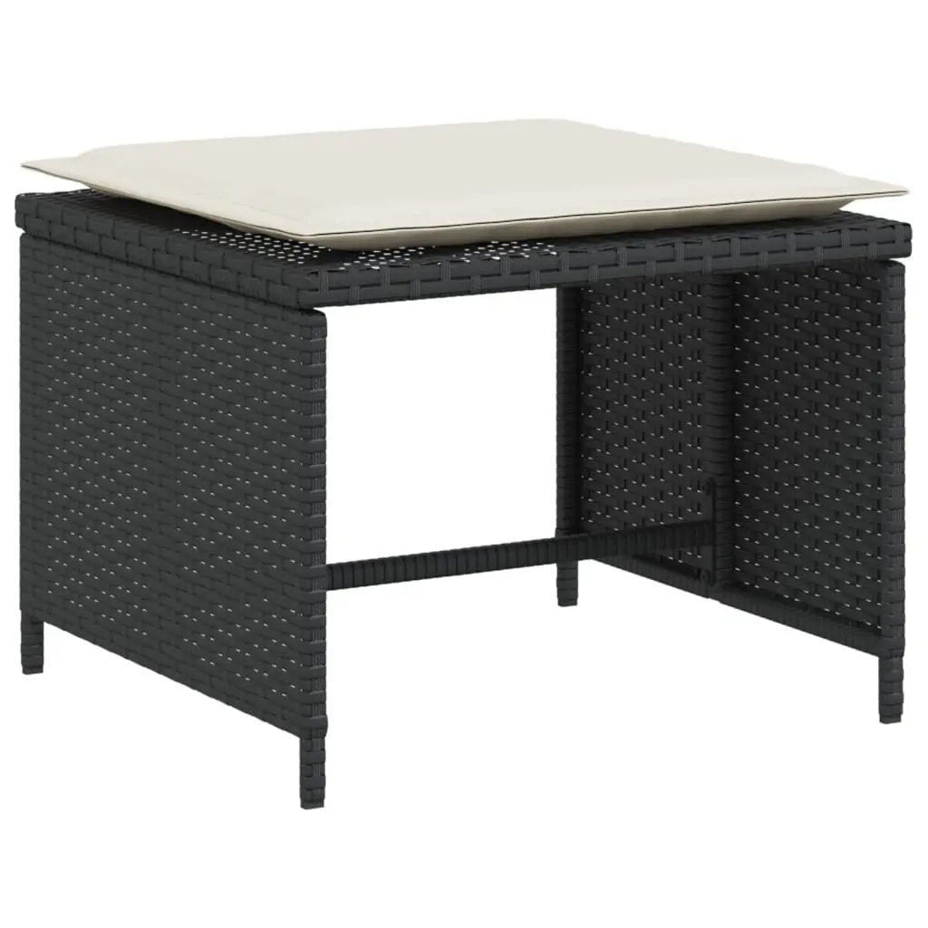 Garden Chair Poly Rattan Black with Footstool Outdoor Armchair