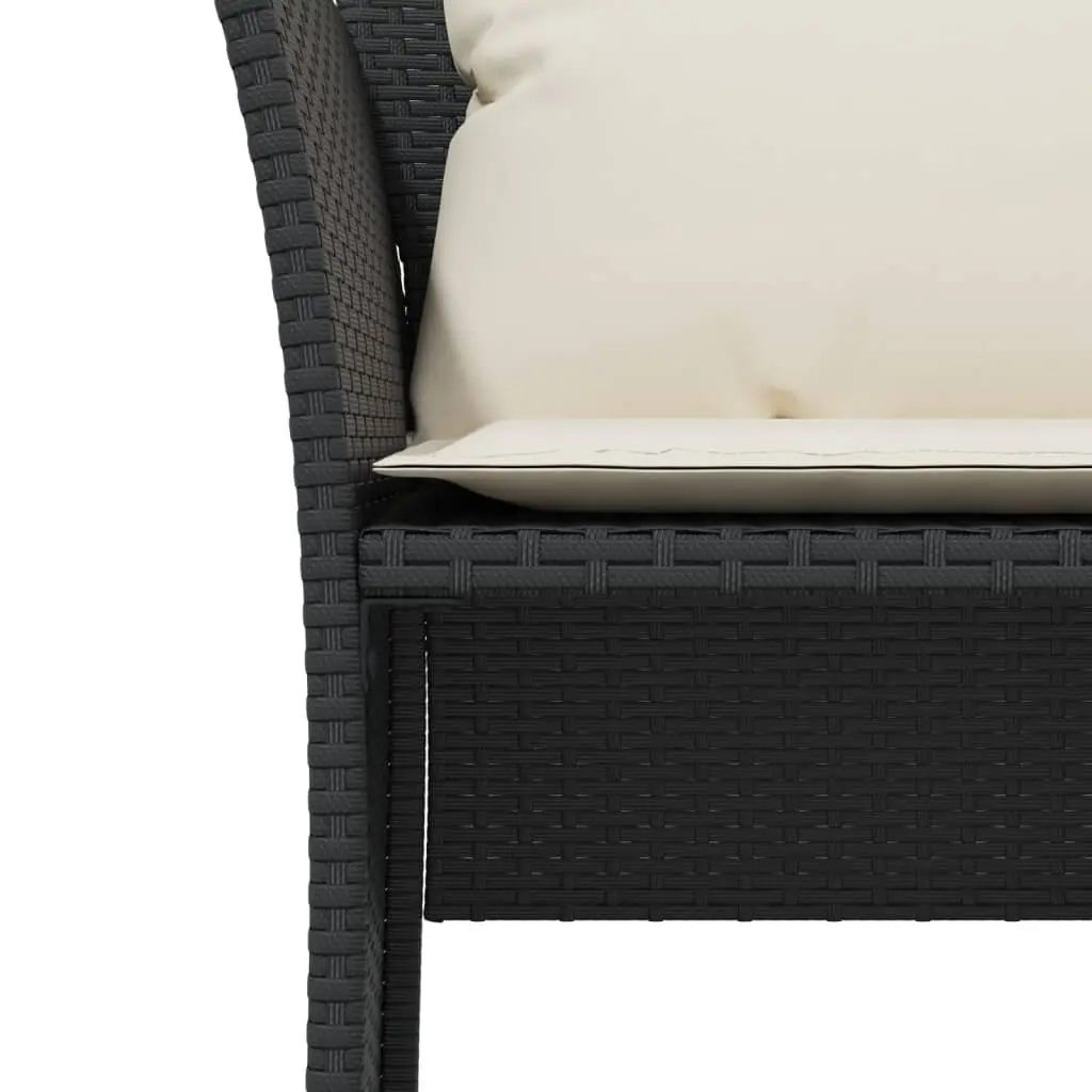 Garden Chair Poly Rattan Black with Footstool Outdoor Armchair
