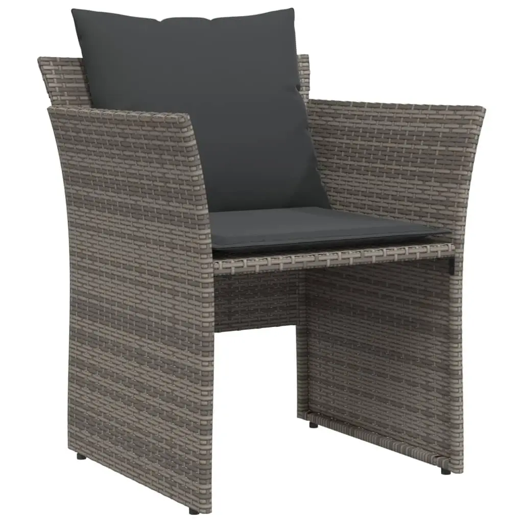 Garden Chair with Footstool PE Rattan Grey Powder-coated Steel Outdoor Armchair