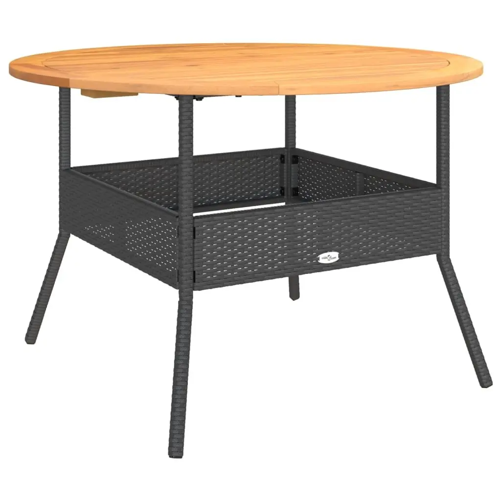 Garden Table PE Rattan Black Round 110 cm Outdoor Patio Dining Coffee Table
