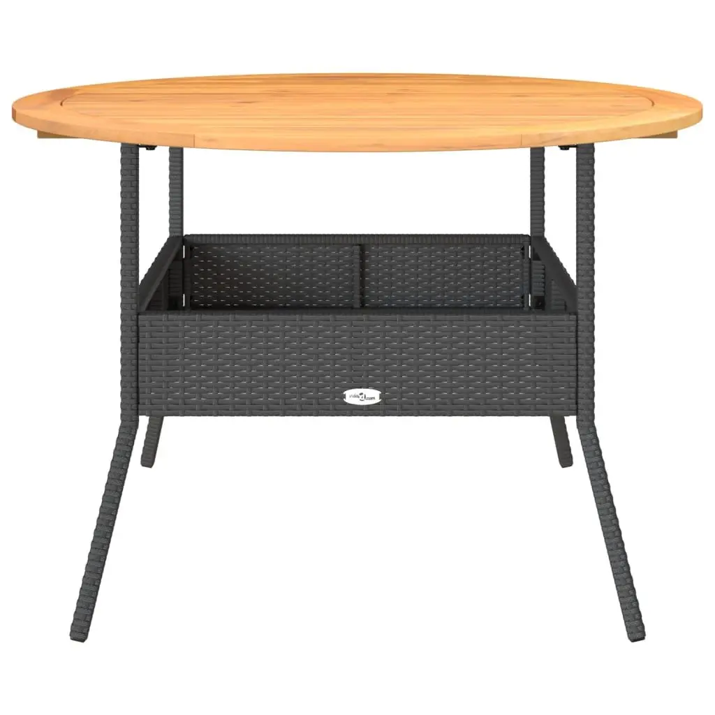 Garden Table PE Rattan Black Round 110 cm Outdoor Patio Dining Coffee Table