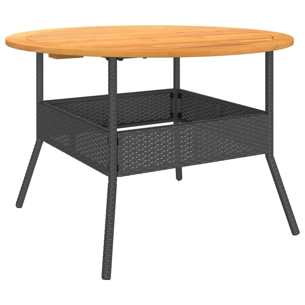 Garden Table PE Rattan Black Round 110 cm Outdoor Patio Dining Coffee Table