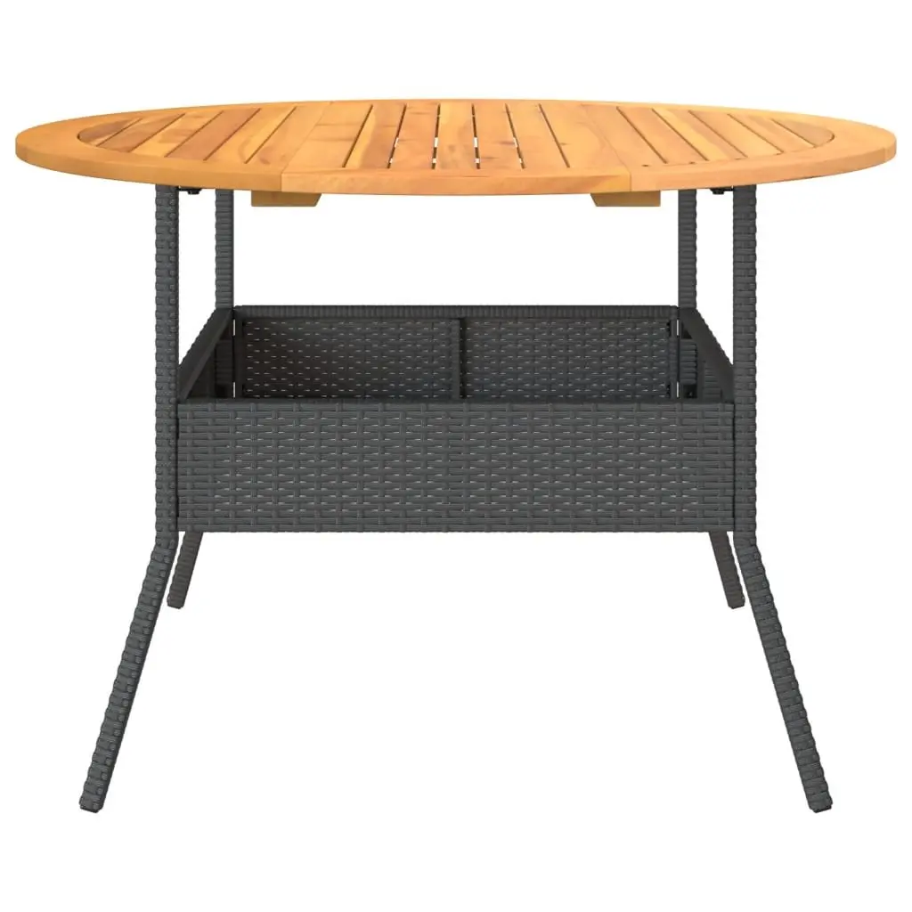 Garden Table PE Rattan Black Round 110 cm Outdoor Patio Dining Coffee Table