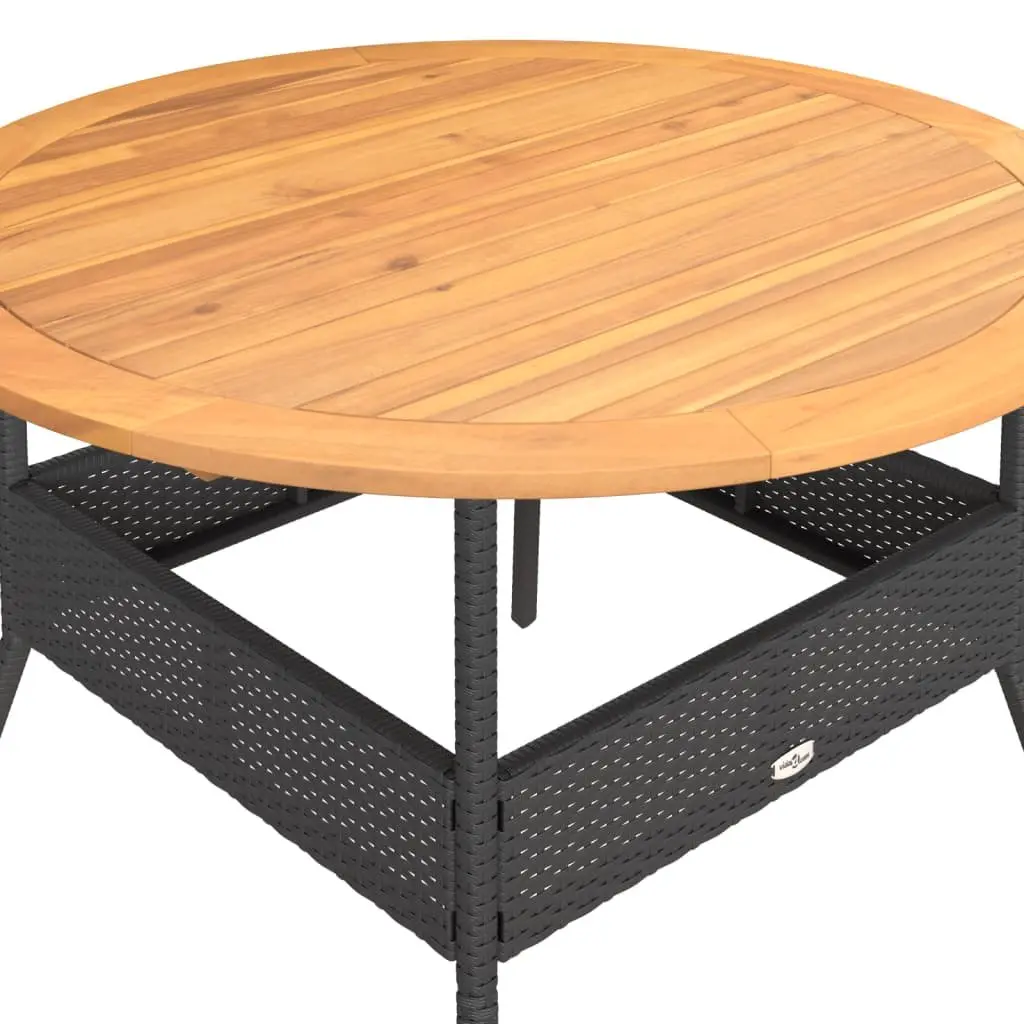 Garden Table PE Rattan Black Round 110 cm Outdoor Patio Dining Coffee Table