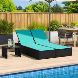 Double Sun Lounger Outdoor Garden Furniture Adjustable Backrest Padded Cushions