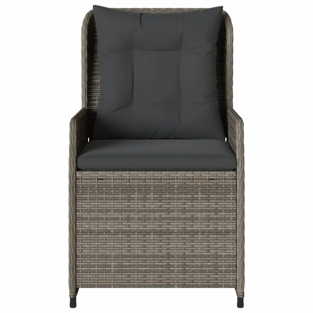 Reclining Garden Chairs PE Rattan 2 pcs Grey Adjustable Backrest