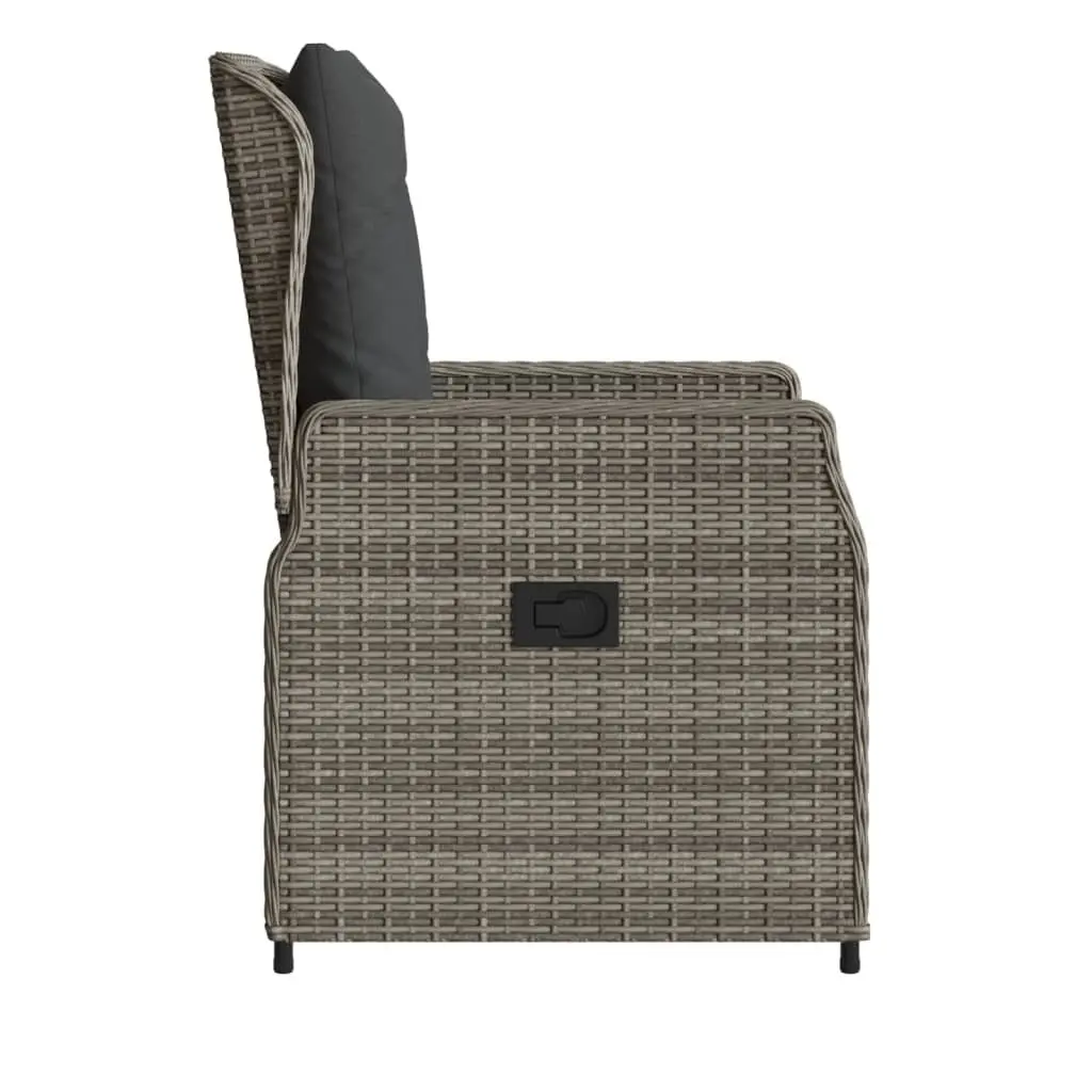 Reclining Garden Chairs PE Rattan 2 pcs Grey Adjustable Backrest