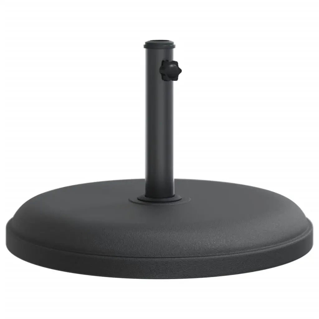 Black Round Umbrella Stand 25kg Concrete-Filled Plastic for Ø32 Ø35 Ø38mm Poles Outdoor Garden