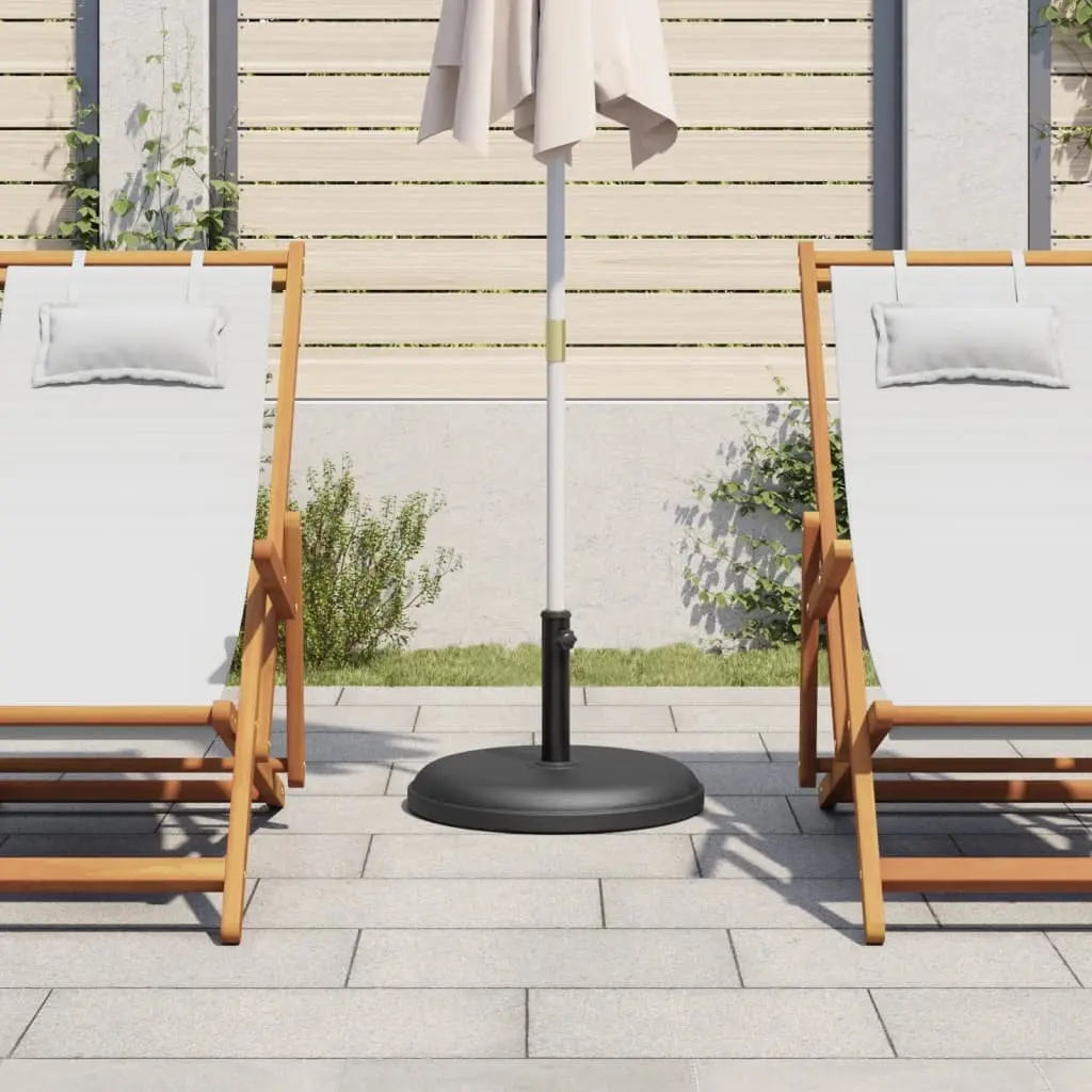 Black Round Umbrella Stand 25kg Concrete-Filled Plastic for Ø32 Ø35 Ø38mm Poles Outdoor Garden