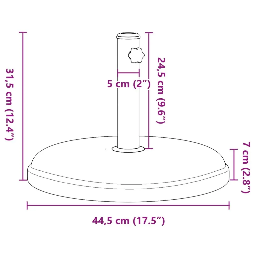 Parasol Base Plastic Shell with Concrete Fill Round Black Ø32/35/38mm Pole 15kg Stable Garden