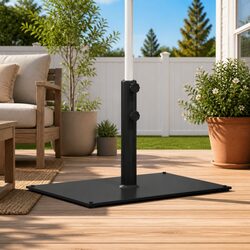 Parasol Base Grey Rectangular Umbrella Stand 15kg Fits 32 38 48mm Poles