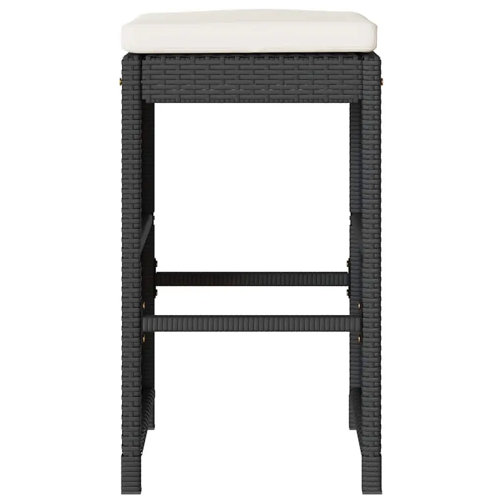 Outdoor Bar Stools Set PE Rattan Steel Frame 4 Piece Black