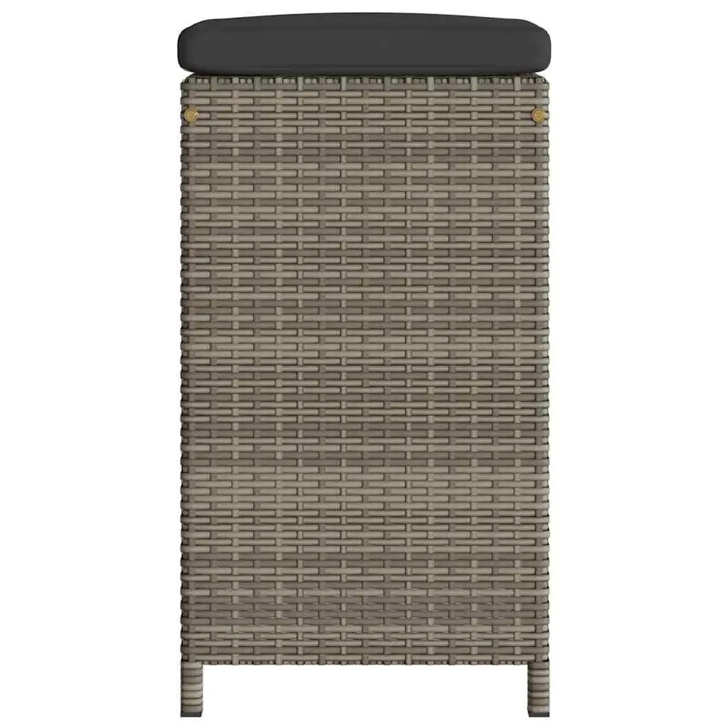 Outdoor Bar Stools Set PE Rattan Cushioned Chairs Grey 6 Piece