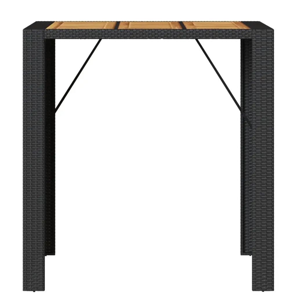 Outdoor Bar Table Acacia Wood Top PE Rattan Frame Black 105x80x110cm