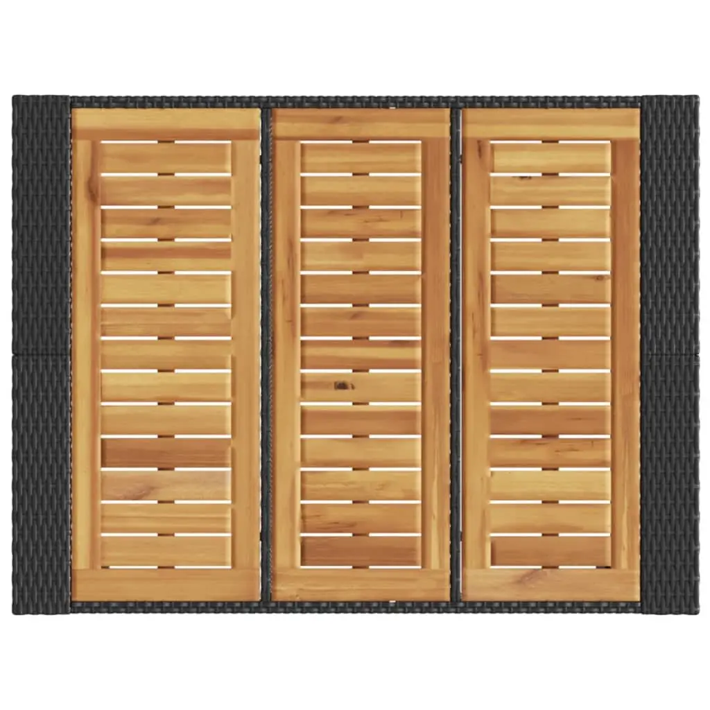 Outdoor Bar Table Acacia Wood Top PE Rattan Frame Black 105x80x110cm