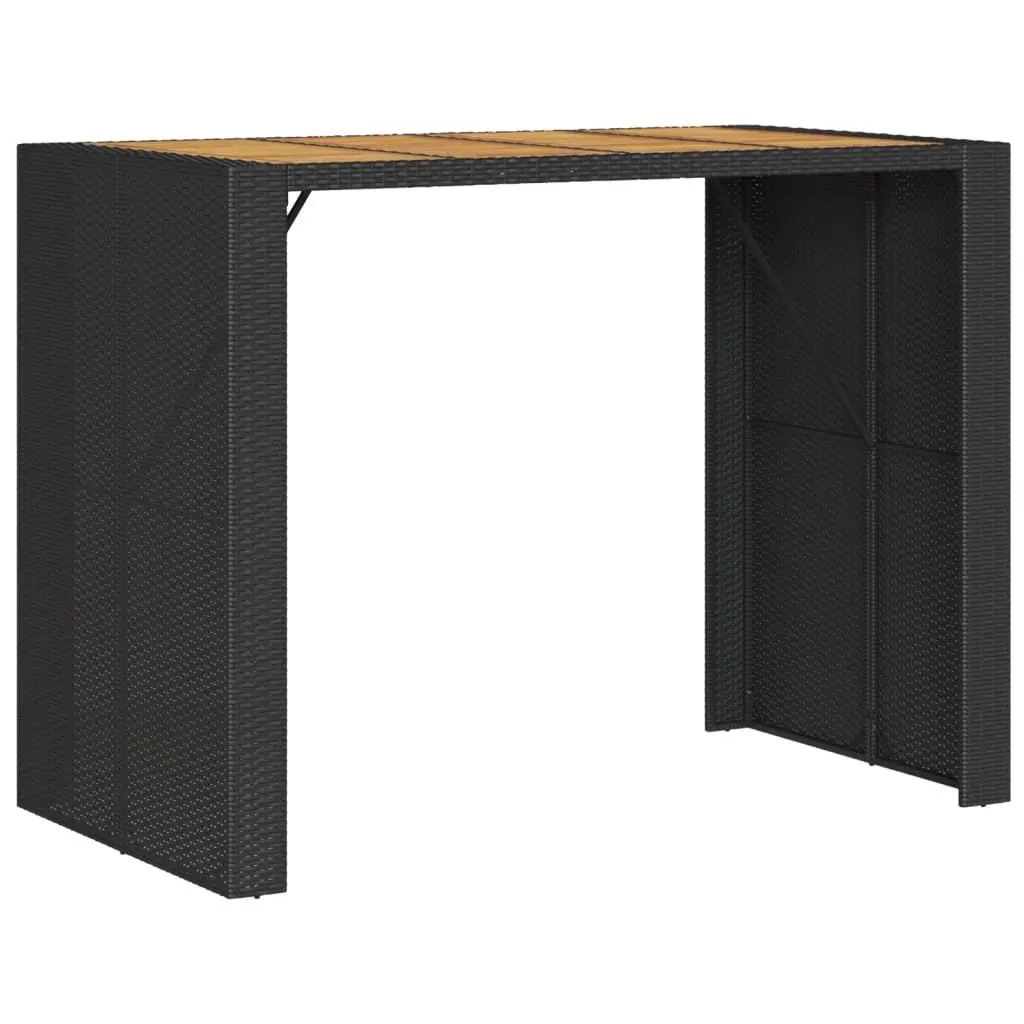 Outdoor Bar Table Acacia Wood Top Poly Rattan Frame Steel Black 145x80x110cm