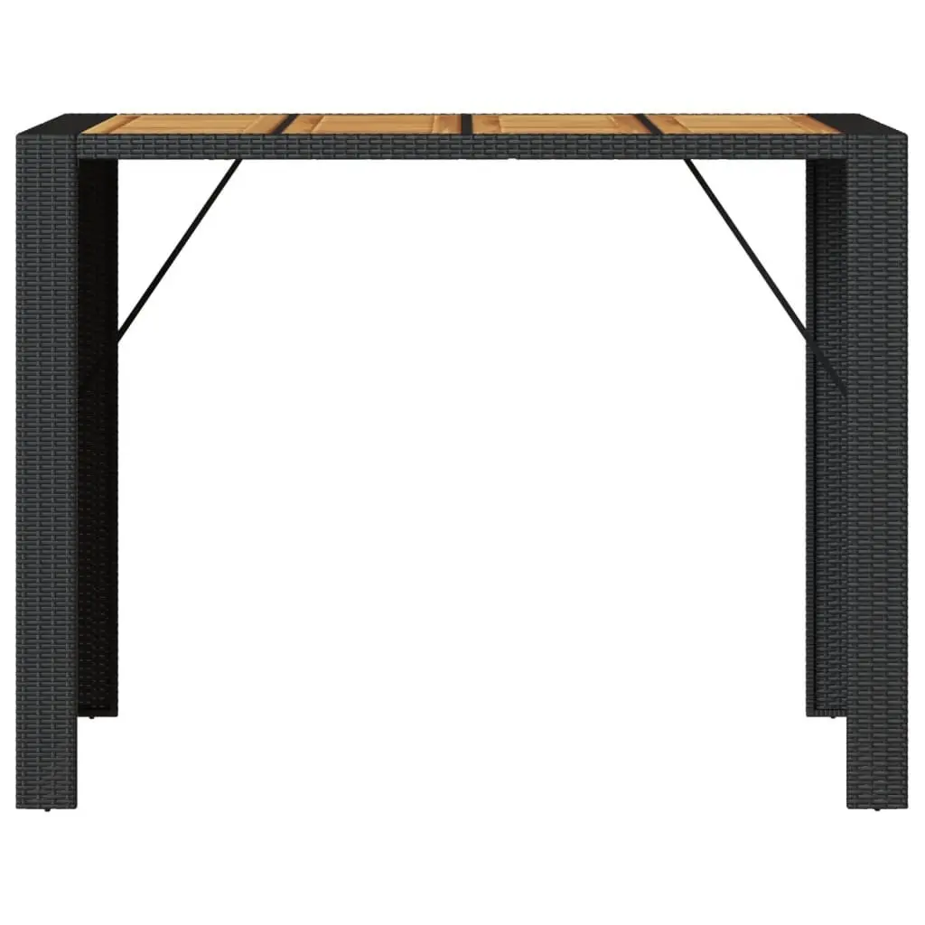 Outdoor Bar Table Acacia Wood Top Poly Rattan Frame Steel Black 145x80x110cm