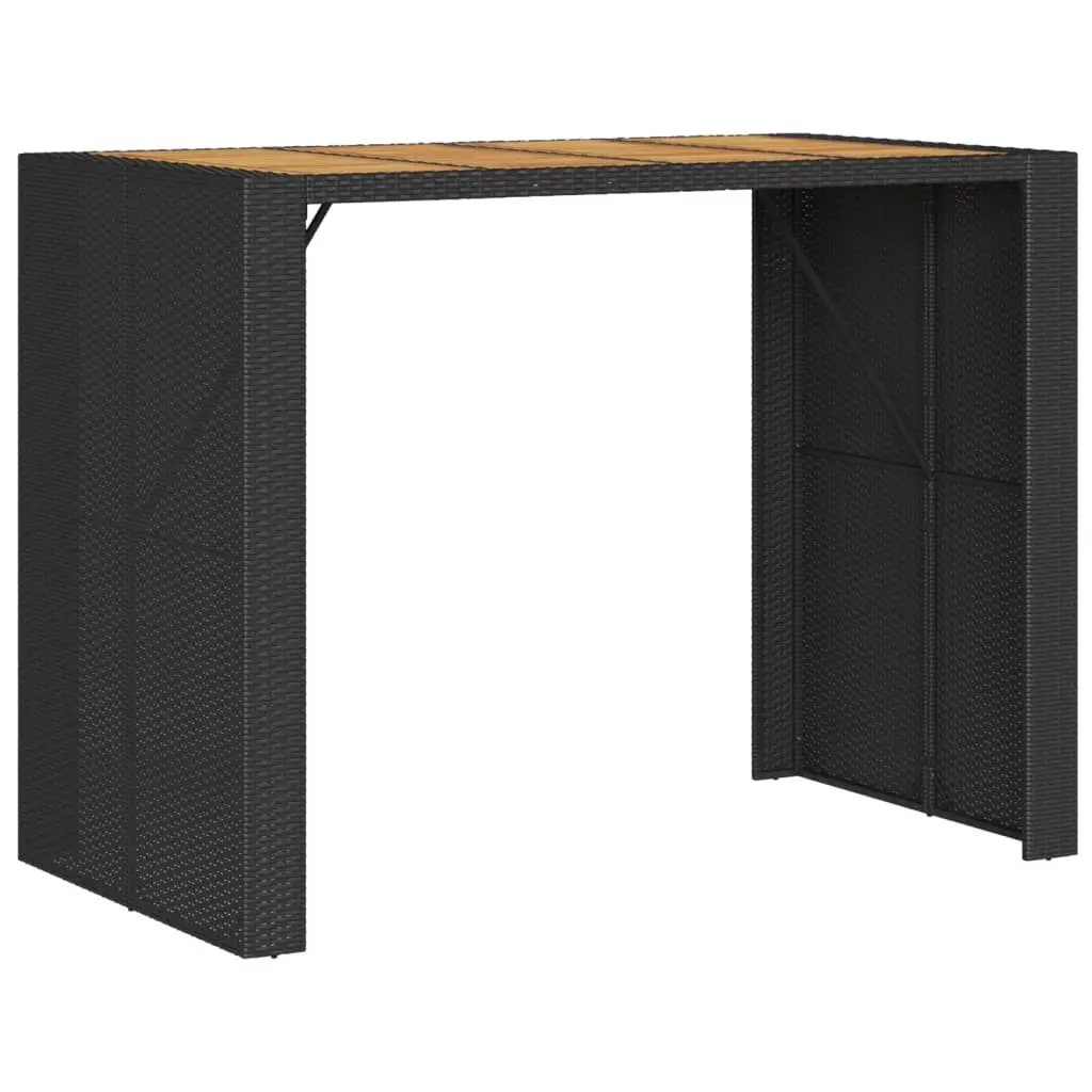 Outdoor Bar Table Acacia Wood Top Poly Rattan Frame Steel Black 145x80x110cm