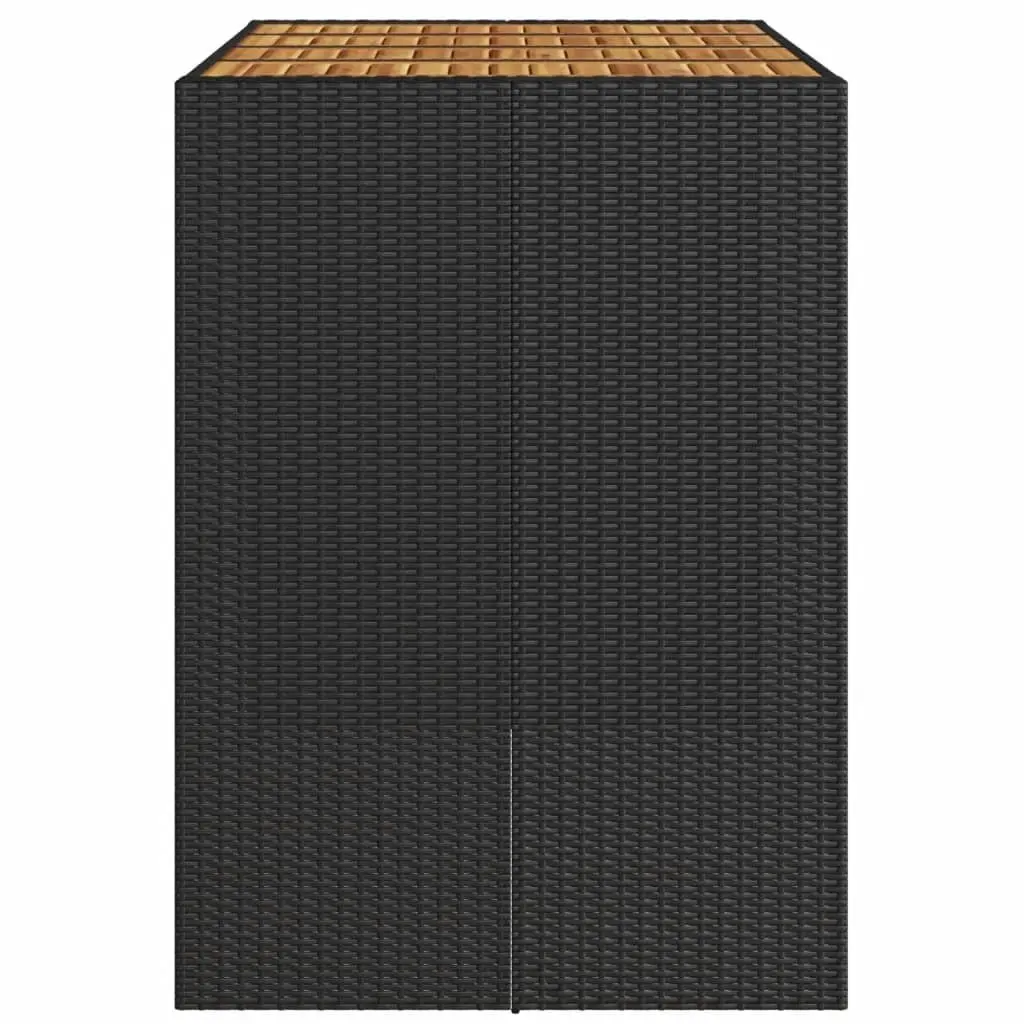Outdoor Bar Table Acacia Wood Top Poly Rattan Frame Steel Black 145x80x110cm