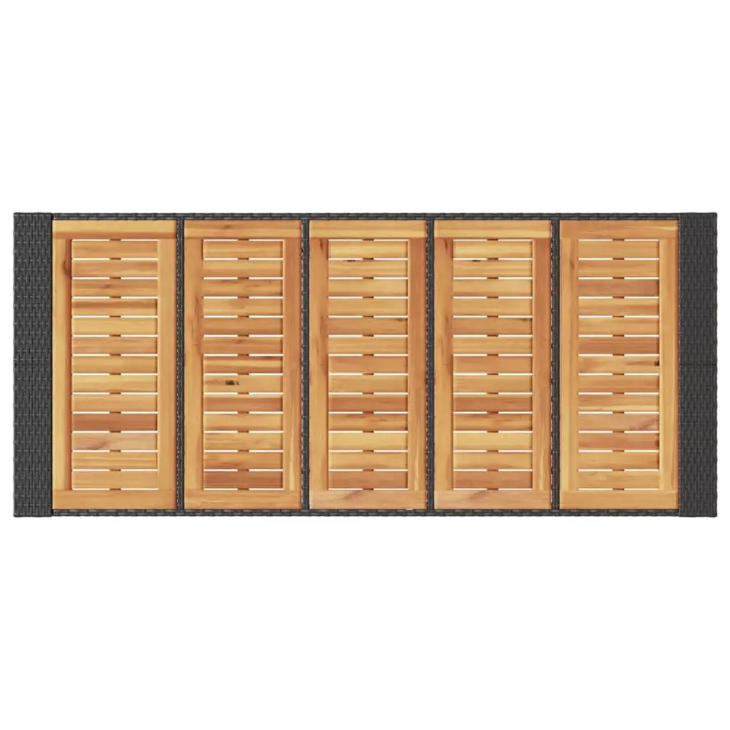 Garden Bar Table Acacia Wood Top Black Poly Rattan Weather Resistant Outdoor Furniture