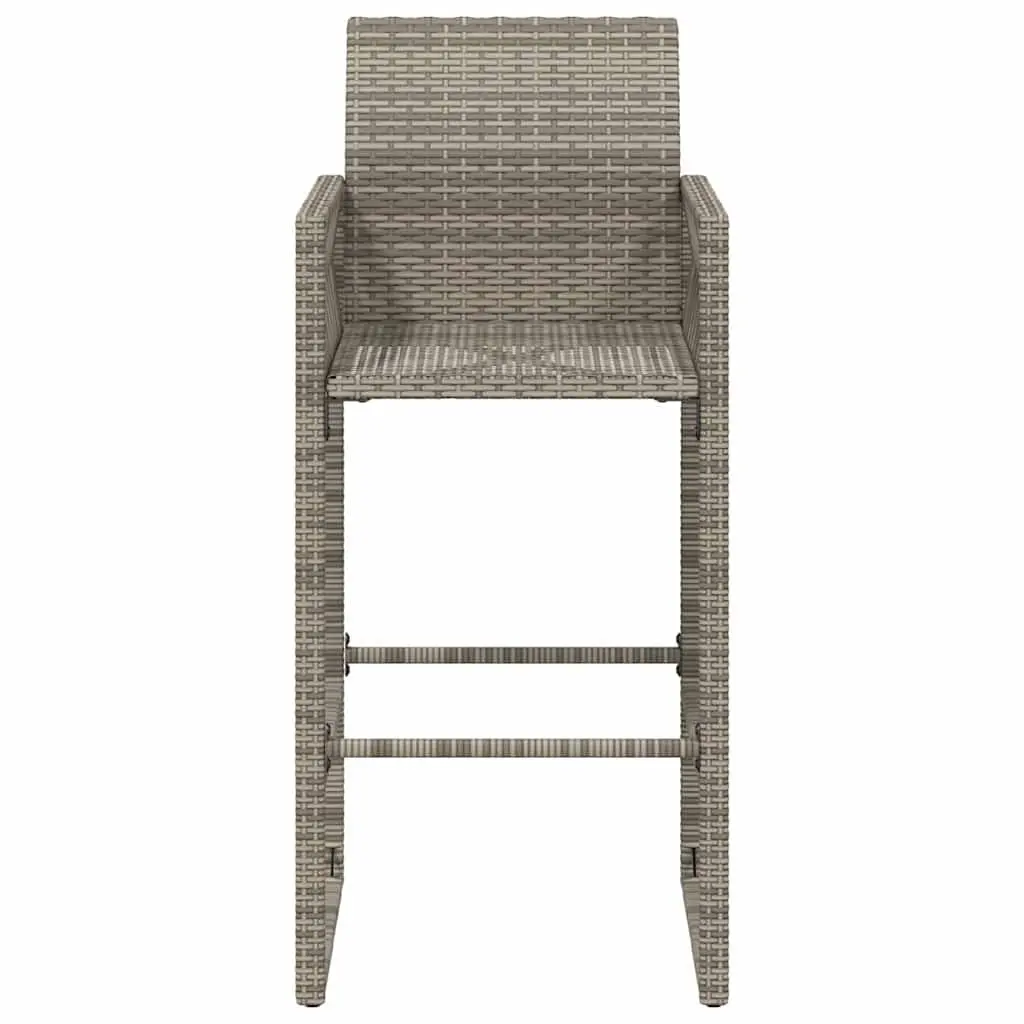 Outdoor Bar Stools Set PE Rattan Powder-Coated Steel 2 Piece Grey