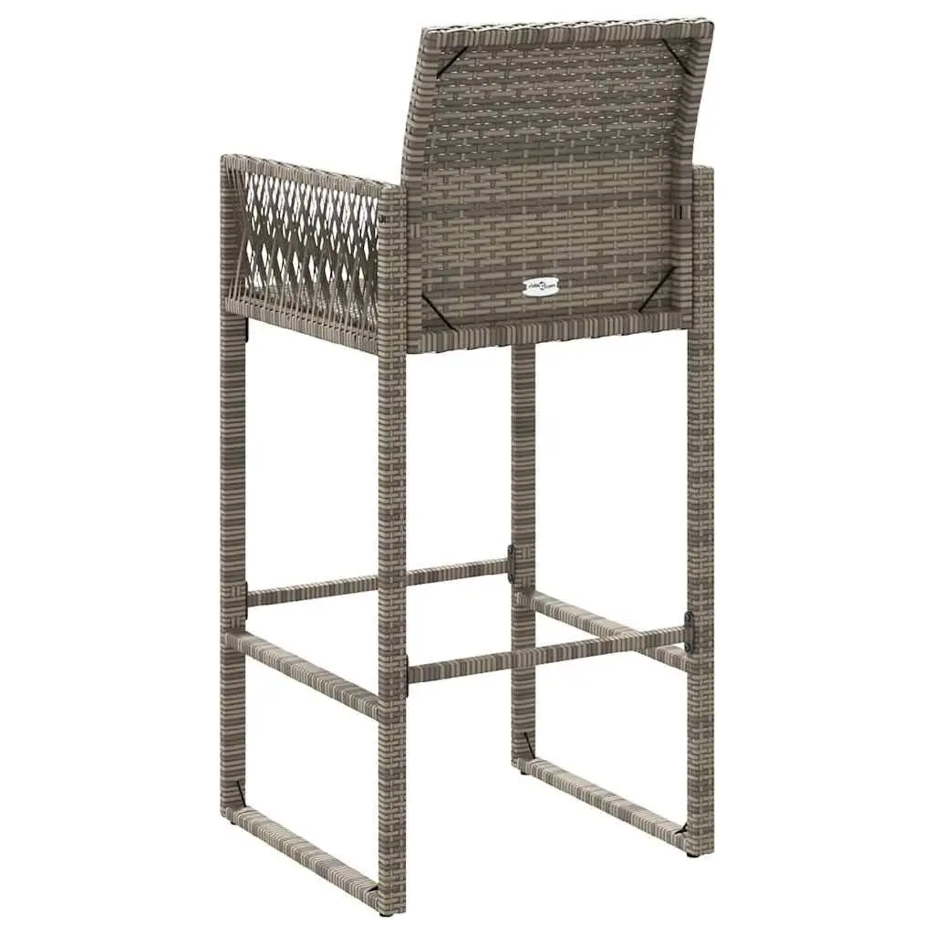 Outdoor Bar Stools Set PE Rattan Powder-Coated Steel 2 Piece Grey