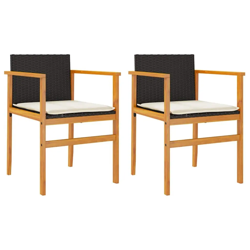 Outdoor Garden Chairs PE Rattan Cushioned 2 Piece Set Black