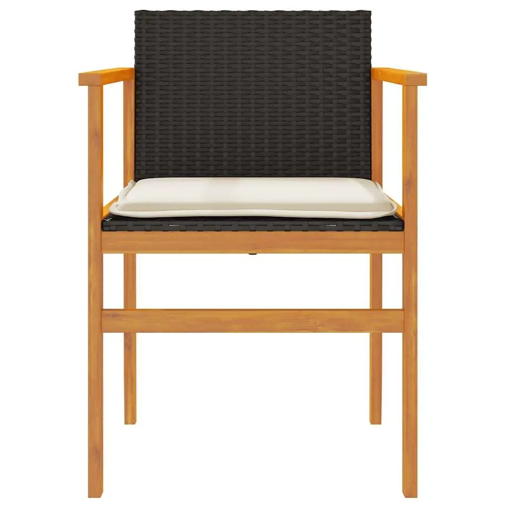 Outdoor Garden Chairs PE Rattan Cushioned 2 Piece Set Black