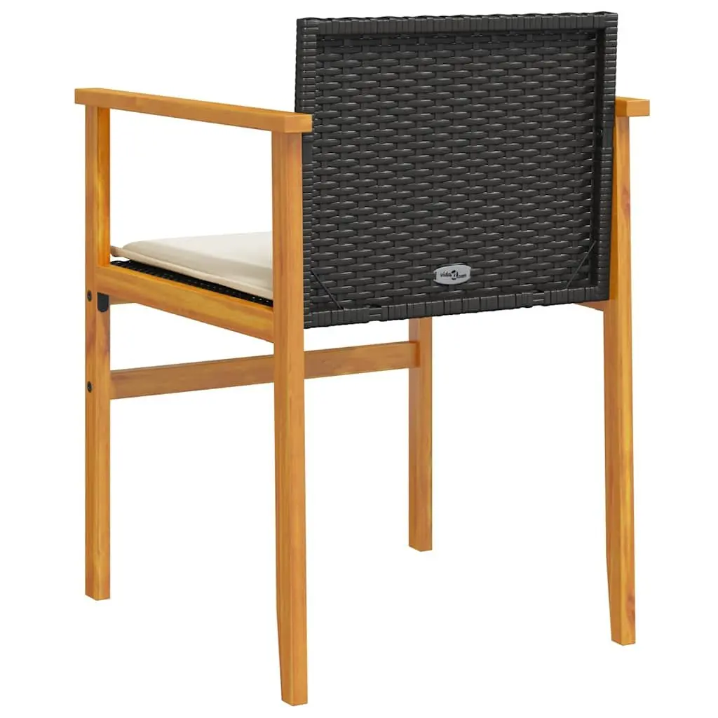 Outdoor Garden Chairs PE Rattan Cushioned 2 Piece Set Black