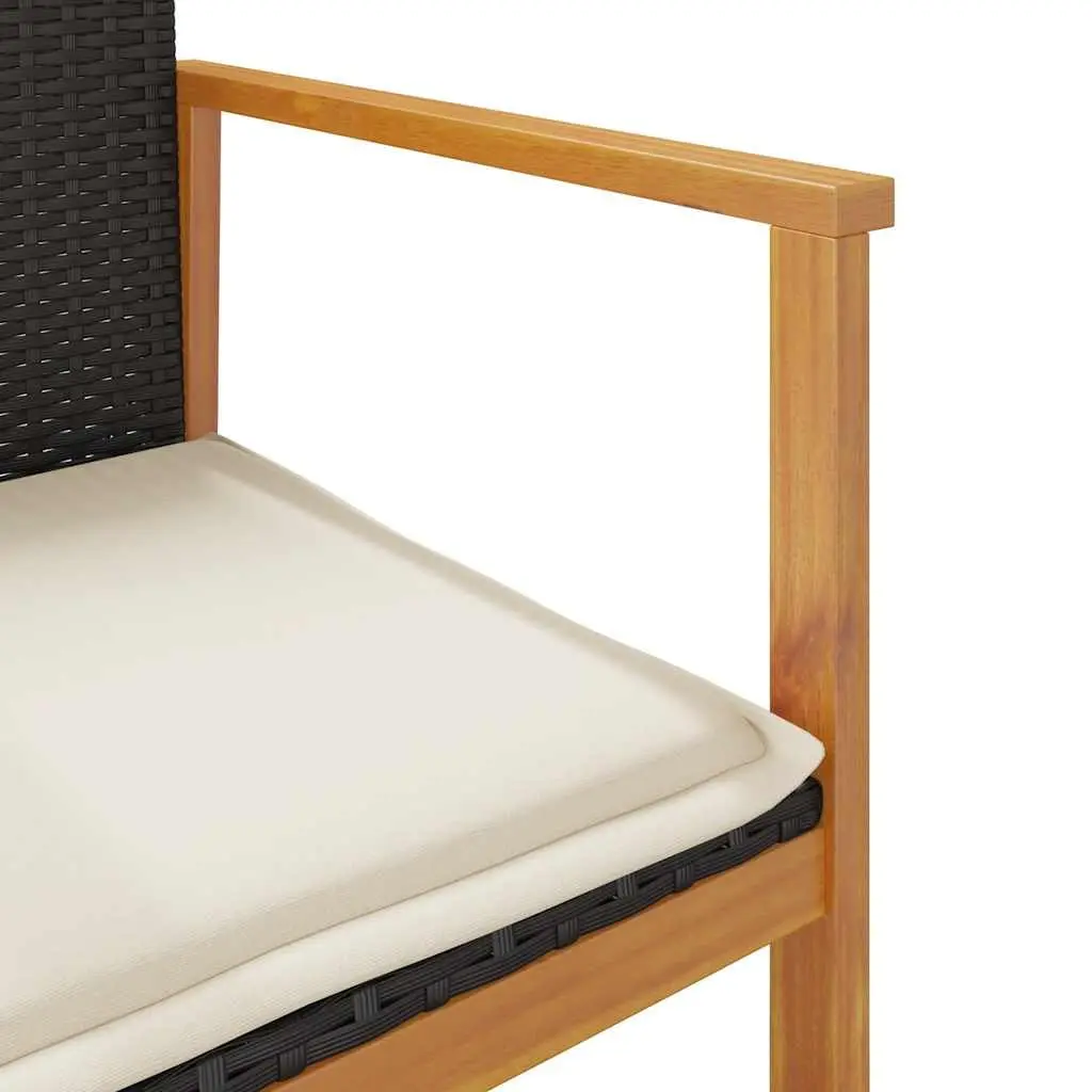 Outdoor Garden Chairs PE Rattan Cushioned 2 Piece Set Black