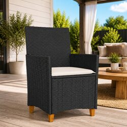 Black Outdoor Chairs Set of 2 with Cushions