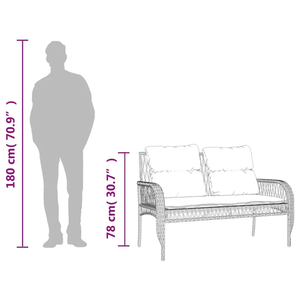 4 Piece Outdoor Garden Sofa Set Black PE Rattan Lounge with Powder-coated Steel Frame and Tempered Glass Table Top