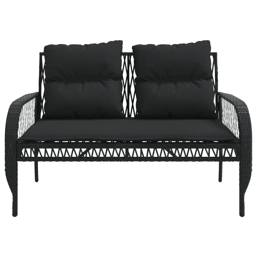 4 Piece Outdoor Garden Sofa Set Black PE Rattan Lounge with Powder-coated Steel Frame and Tempered Glass Table Top