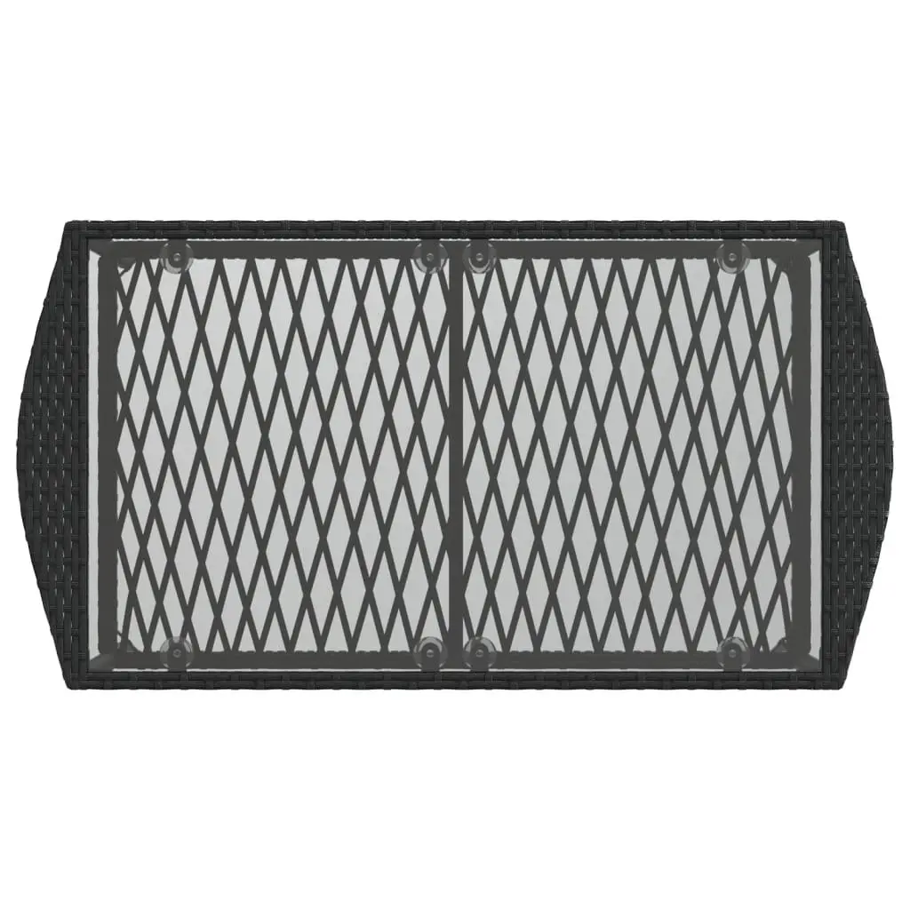 4 Piece Outdoor Garden Sofa Set Black PE Rattan Lounge with Powder-coated Steel Frame and Tempered Glass Table Top