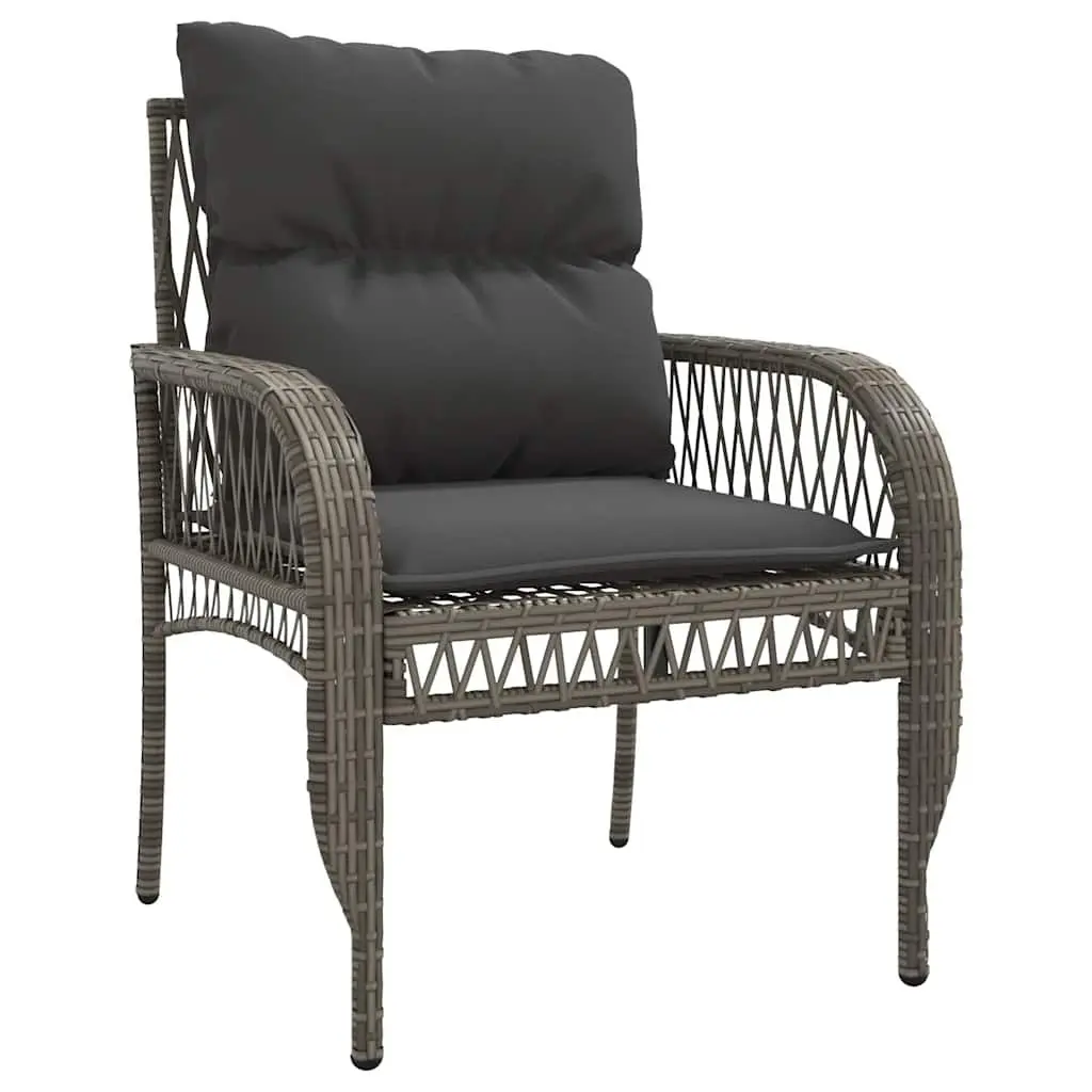 4 Piece Grey Poly Rattan Sofa Set with Cushions and Glass Table for Outdoor Patio and Garden
