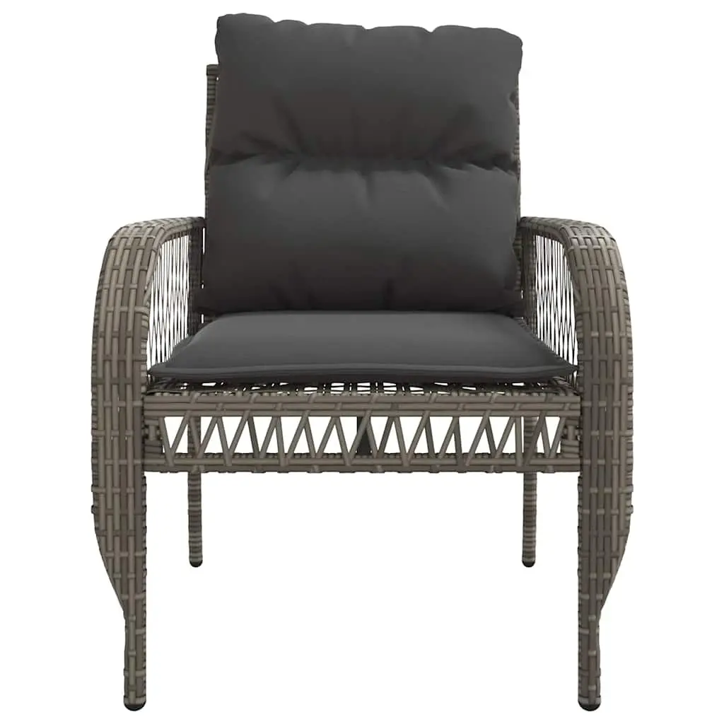 4 Piece Grey Poly Rattan Sofa Set with Cushions and Glass Table for Outdoor Patio and Garden