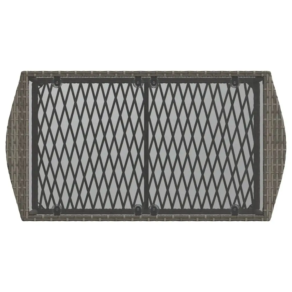 4 Piece Grey Poly Rattan Sofa Set with Cushions and Glass Table for Outdoor Patio and Garden
