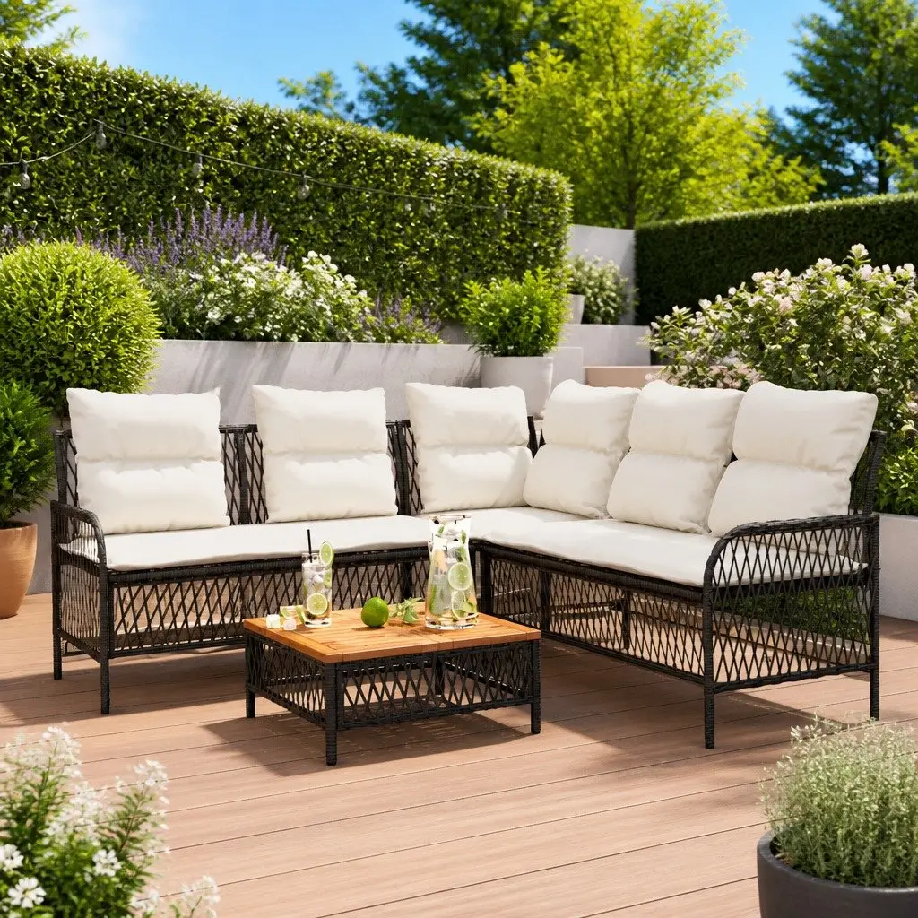 2 Piece Garden Sofa Set PE Rattan Powder-coated Steel Black