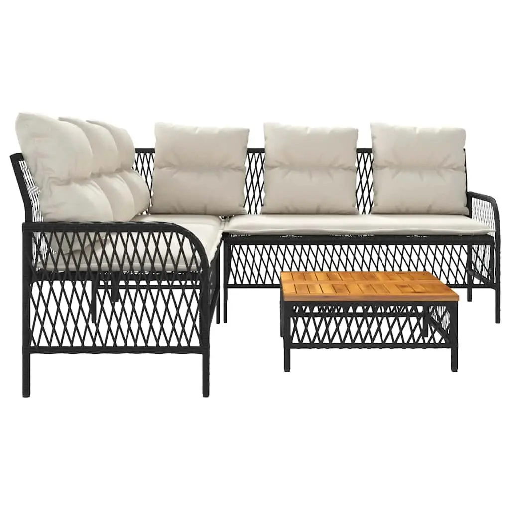 2 Piece Garden Sofa Set PE Rattan Powder-coated Steel Black
