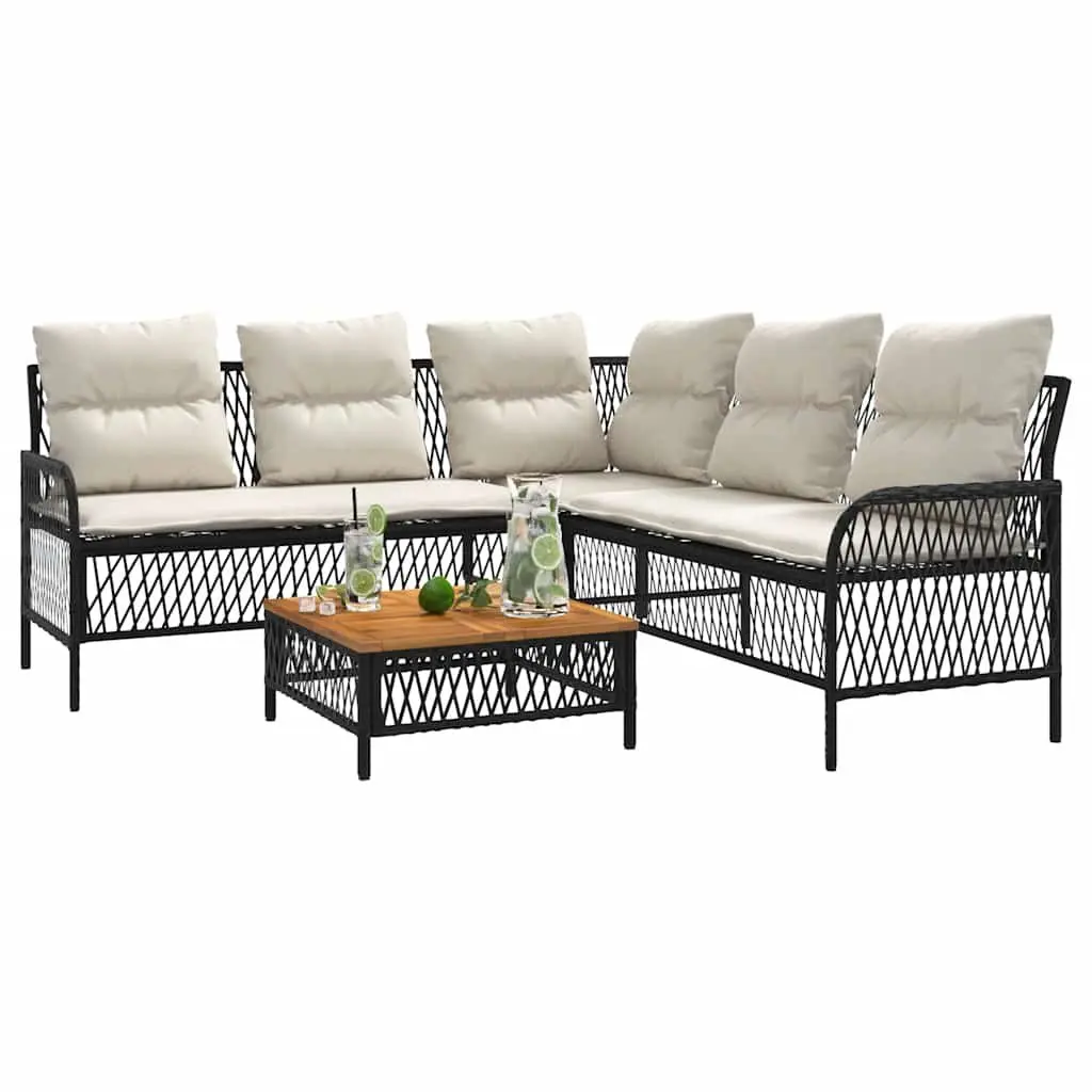 2 Piece Garden Sofa Set PE Rattan Powder-coated Steel Black